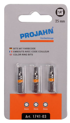 Projahn Color Bits 1/4" Hex 3x25 - 3 Stück