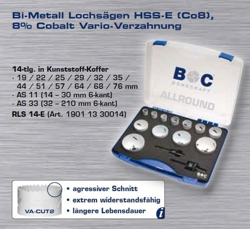 Bohrcraft Lochsäge Set BiMet Co8% - 19-76mm